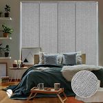 GoDear Design 99.99% Blackout Adjustable Sliding Vertical Blinds W:116-218 cm x H: Up to 244cm, Extendable Panel Track Blinds for Patio Doors, Trimmable Woven Panel Curtains, Munich Castle+