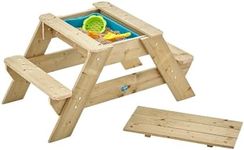 TP Toys 285 Wooden Picnic Table Pit Ages 3+ | for Sand, Water and Sensory Play | Arts and Crafts, Kids Garden Furniture and Outdoor Dining, 102 x 61.5 x 49.5 Centimeters