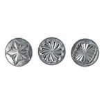 Nordic Ware 01237 Pretty Pleated (Set of 3) Sturdy Cast Aluminium Cookie Stamp Set Press Made in The USA, Wooden Handles, Silver