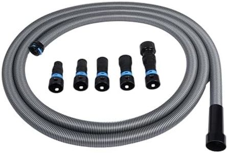 Cen-Tec Systems 94709 Quick Click 16 Ft. Hose for Home and Shop Vacuums with Expanded Multi-Brand Power Tool Adapter Set for Dust Collection