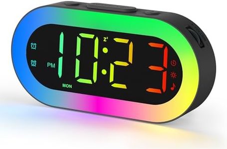 Alarm Clocks for Bedrooms, Kids Alarm Clock with 7 Colors Night Light & Large Display, USB Port, Timer, Dimmer, Sound Machine, Loud Alarm Clock for Heavy Sleepers Adults, Gift Idea for Teen Boys Girls