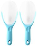 Spring Chef Magnetic Ice Scoop for Freezer, Contoured Translucent Flexi-Plastic Ice Scooper with Soft Grip Handle, Kitchen Ice Scoop for Ice Machine, Popcorn, Pet Food, Flour - Set of 2 - Aqua Sky