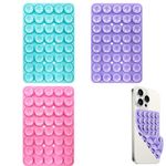 3PCS 40Grain Double-Sided Phone Suction Pad, Phone Sticky Pad Grip, Silicone Suction Phone Case Mount, Multifunctional Sticky Suction Phone Case for Shower Mirror (Lake blue purple, pink)