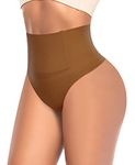 YARRCO Tummy Control Thong Shapewear for Women High Waist Control Knickers Tummy Tuck Thong Slimming Pants Shaping Underwear Body Shaper (Brown,S)