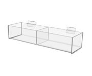 Slatwall Acrylic Tray Double Compartment Clear Plexiglass 16 Inch Wide x 4.75 Deep Retail Product Merchandise Storage Organizer for Businesses and Shops by Marketing Holders