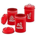 TeamFar Red Kitchen Canisters Set o