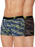 XYXX Men Micro Modal Trunk, Snug Fit, Printed, Pack of 2, XYTRNK2PCKN392L, Yellow Laser+Digi Flux, L