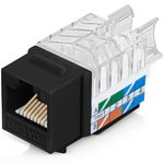 Everest Media Solutions 45° Angled CAT6 Keystone Jack in Black - Slim Profile RJ45 Ethernet Connector - Compatible with 45° Angled Speed Termination Tool - 45Term (B0BL3GS7ZY) - 10-Pack