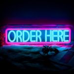 Moodlion Order Here Neon Sign For Wall Decor Store Supermarket Led Lights, Order Decor Neon Signs Aesthetic Operated Light For Door Decorations, Checkstand Business Accessories Neon Sign