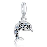 925 Sterling Silver Charm for Pandora Bracelets Ocean Dolphin Charm Pendant Charm Women Bracelet Charm, Silver, Cubic Zirconia