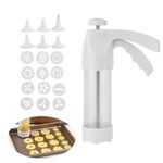 Livoravoli Cookie Press Gun Kit, Spritz Cookie Press Machine, Stainless Steel and Plastic Cookies Maker with 12 Cookies Discs and 6 Nozzles for Baking Biscuit Making, Cake Decoration (B)