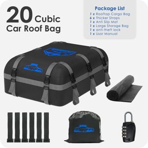 BOYUJK 20 Cubic Car Roof Bag – Waterproof 1000D, Fits Cars With/Without Rack, Anti-Slip Mat, 10 Straps, 566L