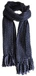 Tumia LAC - Striped Thick, Extra Long Luxurious Scarf - Handmade and Very Warm - Unisex, Black and Grey, 8 Foot