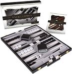 Crazy Games Backgammon Set - Classic Small Black 11 Inch Backgammon Sets for Adults Board Game with Premium Leather Case - Best Strategy & Tip Guide (Black, Small)