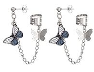 Via Mazzini Fashionable Hanging Butterfly With Chain Stud Cum Ear Cuff Earrings For Women And Girls (ER2016) 1 Pair