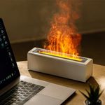 Flame Aroma Diffuser, Essential Oil Diffuser Super Quiet Aromatherapy Humidifier, Electric Colorful Simulation Flame Light Diffuser for Bedroom Office Travel Spa Home Decor(White)
