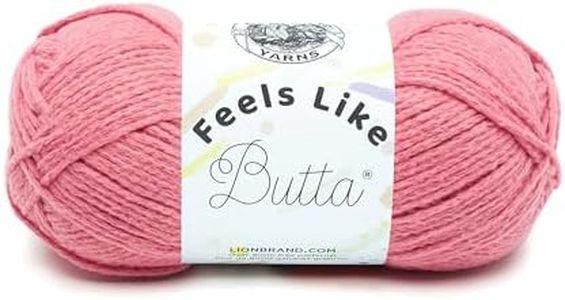 Lion Brand Yarn Feels Like Butta Soft Yarn for Crocheting and Knitting, Velvety, 1-Pack, Dusty Pink