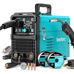 Bestarc 145Amp MIG Welder, 110V 220V Flux Core MIG/Lift TIG/Stick 4 in 1 Welder Machine, Large LED Display Welding Machine, IGBT Inverter Bestarc Welder MIG145 Soild Gasless Synergy MIG Welder