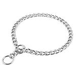 PETTOM Dog Chain Collars Strong Iron Metal Dog Choker Silver Plating No Pull Pet Collar Chain for Medium Dogs Training Walking - M: Diameter 3.5mm Length 55cm