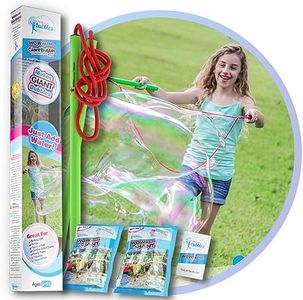 WOWMAZING Giant Bubble Wands Kit: (4-Piece Set) | Incl. Wand, Big Bubble Concentrate and Tips & Trick Booklet | Outdoor Toy for Kids, Boys, Girls | Bubbles Made in The USA - Standard Kit