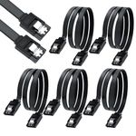 Storite 5-Pack 40cm Straight with Both Side Locking Latch SATA 3 6.0 Gbps Data Cable with Locking Latch for HDD & SSD - Black