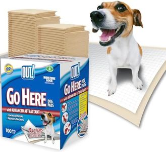 OUT! Go Here Absorbent Pet and Puppy Training Pads 100 Disposable Pads. 53 x 55cm. 5 Layer Leak-Proof Odour-Control Non-Slip -100 Pads white
