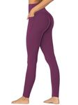 Sunzel Sunzfly Hidden Butt Scrunch Workout Leggings with Pockets for Women, High Waisted Gym Yoga Pants with Tummy Control 28" Cherry Red Large