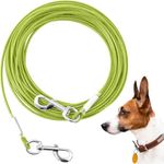 Mi Metty Dog Tie Out Cable, Chew Proof Dogs Runner Cable, Heavy Duty Dog Tether, Training Pet Leash for Large Dogs Up to 125lbs,Lead for Yard Outdoor and Camping (Green, 10ft(3M))