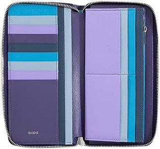 DUDU Portafoglio Donna Grande con Cerniera RFID in Pelle Nappa Zip Around 14 Tasche Porta Carte di credito e Portamonete Mauve