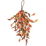 WERTSWF Fall Leaves Teardrop Wreath, 25 in Artificial Autumn Floral Swags with Pumpkin Berry for Fall Harvest Display