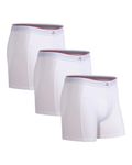 DANISH ENDURANCE 3 Pack Bamboo Boxer Shorts for Men, Breathable Underwear, Soft Antibacterial Pants, White, Medium