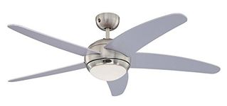 Westinghouse Lighting 72220 Bendan One-Light 132 cm Five-Blade Indoor Ceiling Fan, Satin Chrome Finish with Opal Frosted Glass