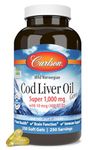 Carlson Laboratories Super 1000mg Cod Liver Oil, 250 Softgels