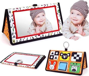 Epessa Baby Mirror Toys for Tummy Time, Newborn Infant Toys 0-6 6-12 Months, Baby Floor Mirror, Black and White High Contrast Baby Toys 0 3 6 9 Month Crawling Sensory Toy, Crib, Brain Development