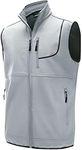 Willit Men's Fleece Golf Vest Outdoor Winter Vest Jacket Softshell Outerwear Sleeveless Jacket for Hiking Causal Light Grey XL