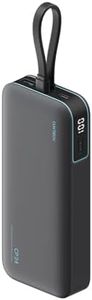 CUKTECH CP24 20,000mAh Power Bank with Built-in USB-C Cable, 40W PD Fast Charging Portable Charger, 3-Port Battery Pack for iPhone 17/16, Samsung S26/S25, iPad Pro, MacBook Air