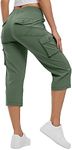 Rdruko Hiking Cargo Shorts Women Drawstring Elastic Waist Capri Pants Summer Casual Outdoor Hiking Work Travel Golf Cropped Trousers Army Green XXL