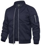 TACVASEN Bomber Jacket Men Softshell Bomber Jacket Water Resistant Men Outdoor Recreation Coat Men's Winter Coats Navy Blue