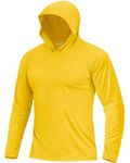 Boladeci Sun Protection Shirts for Men Fishing Hoodie UPF 50+ Long Sleeve Quick Dry Summer Water SPF UV Rash Guard Tee T-shirts Swim Shirts XXL Yellow