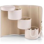 Vlando Travel Jewelry Case for Women, Travel Essential, Travel Must Haves Jewelry Travel Organizer for Girls, Christmas Gifts for Travelers Couples Mom Friends - Light Pink