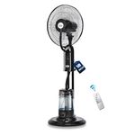 HAVAI RED 18" Mist Pedestal Fan | High-Speed, Remote & Touch Control, 3.2L Tank, 80W Power, 350 Sq Ft Coverage, Easy Install, Black , 18 Inches
