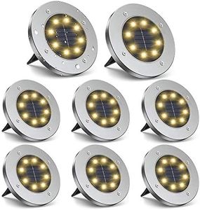 ZGWJ Solar Ground Lights,8 LED Solar Garden Lights Disk Lights Outdoor Waterproof Landscape Lights for Yard Walkway Patio Lawn Driveway Decoration (8 Pack Warm White)