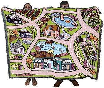 Pure Country Weavers Road Play Pink Mat Blanket - Children's Gift Tapestry Throw Woven from Cotton - Made in The USA (72x54)