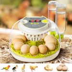 Incubators for Hatching Eggs, 12 Egg Incubator with Automatic Egg Turning and Humidity Control, Incubator for Chicken/Quail/Duck Eggs with Temperature Control/LED Egg Candler, 360 Degree View