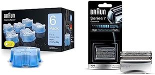 Braun Clean & Renew Refill Cartridges, 6 Pack + Braun Series 7-70S Replacement part (Silver)