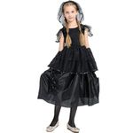 Wanna Party Dark Bride Child Halloween Dress Up/Role Play Costume for Halloween Costume for Girls.Age 4-6 years, Size:M