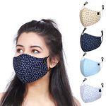 Cenwell 5 Pcs Pure Cotton Face Mask with Nose Pin, Melt Blown Layer, Adjustable Ear Loop & Ear Saver Strap, Reusable, Washable, Breathable Designer Fabric Mask For Men & Women (Multicolour)