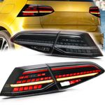 VLAND Rear Lights for Golf 7 MK7 Golf 7.5 MK7.5 2013-2019 Tail Lights Assembly with Sequential Turn Signal, One Pair (Smoked)