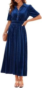 Sissyaki Womens Velvet Maxi Dress Fall Wedding Guest Dress Sapphire Blue L