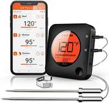 BFOUR BBQ Thermometer Wireless, Large LCD Digital Meat Thermometer Wireless with 2 Meat Probes, Bluetooth Meat Thermometer BBQ for Smoker Kitchen Cooking, Meat Thermometer for Grill BBQ and Oven